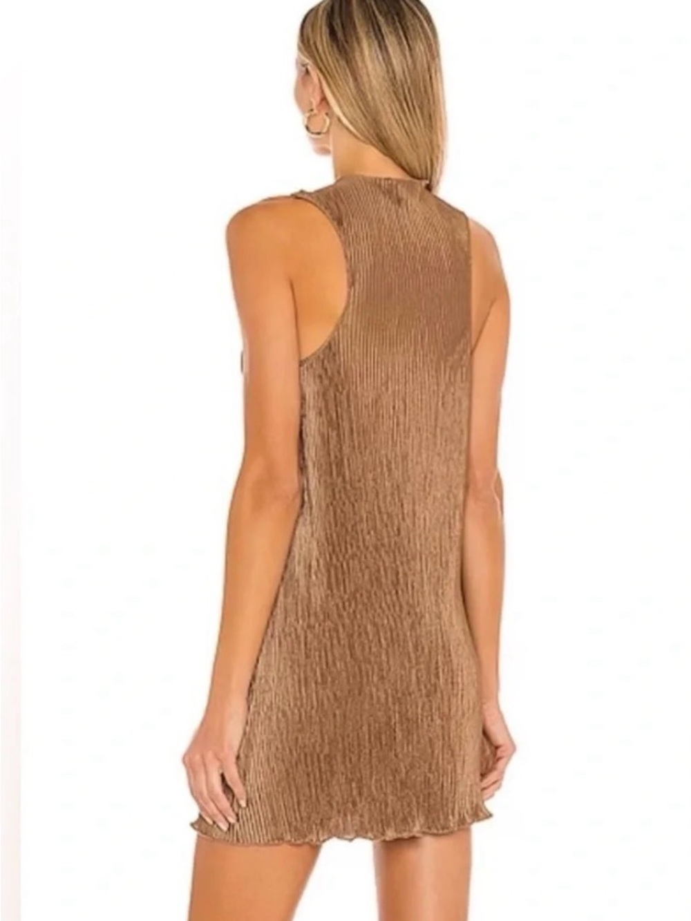 Song Of Style Pluto Bronze Pleated Lightweight Mini Dress — Size Small - Picture 2 of 11